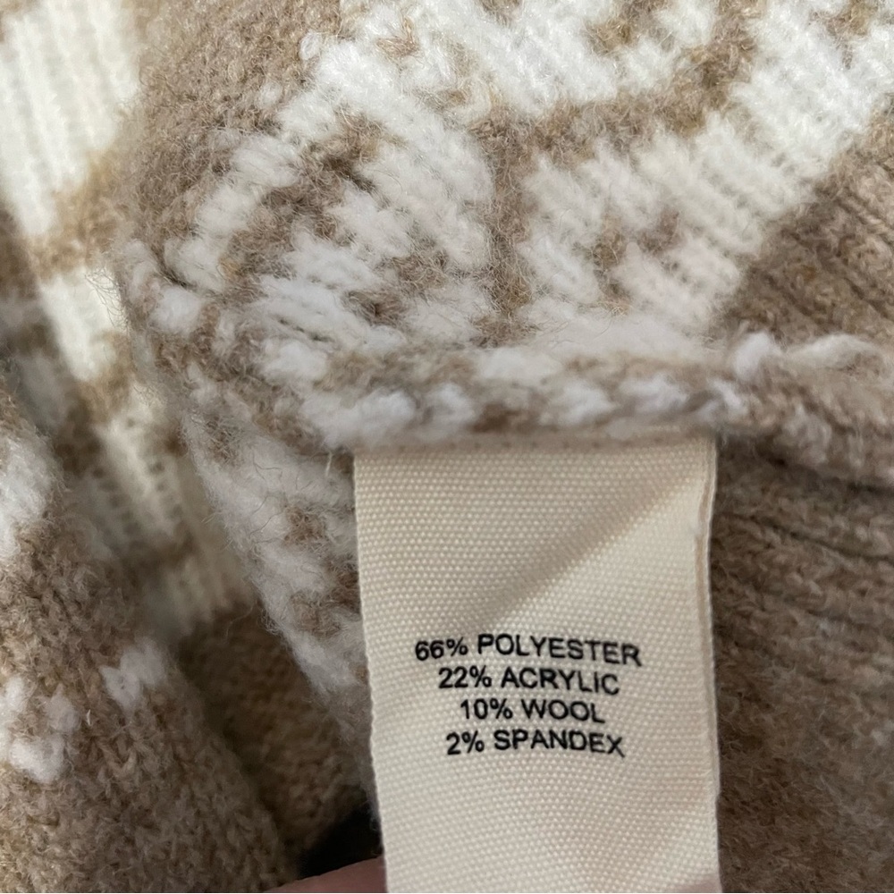 Marled Oatmeal Heather Snowflake Fair Isle Zip-Front Cardigan Sweater - Picture 7 of 9